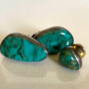 Sterling Silver Turquoise Cuff links